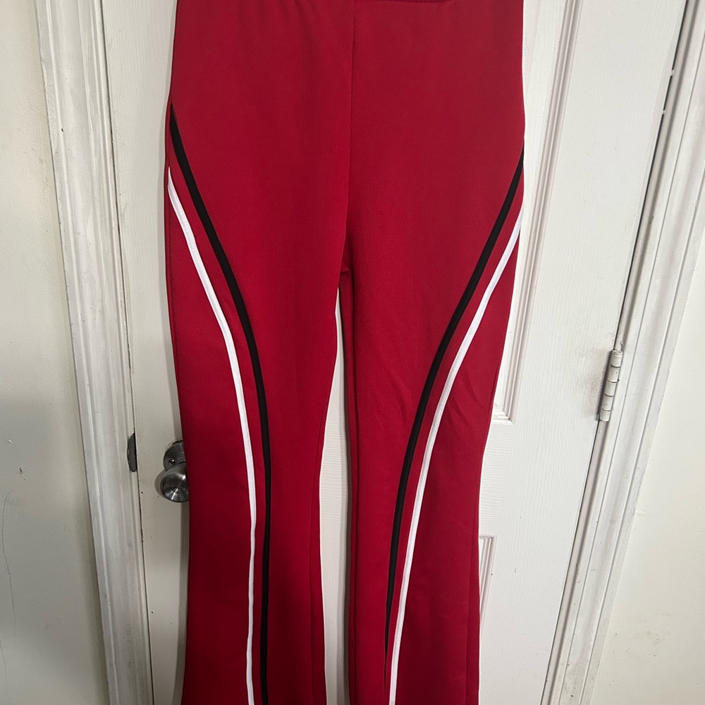 Red Track Jogger Pants with Side Stripe